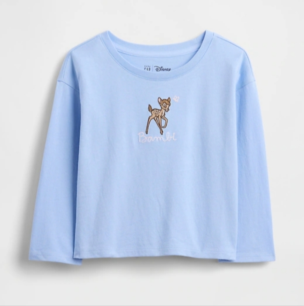 NWT Gap Disney Toddler Girl's Bambi Print Long Sleeve Shirt Ivory Sz 3T, 4T